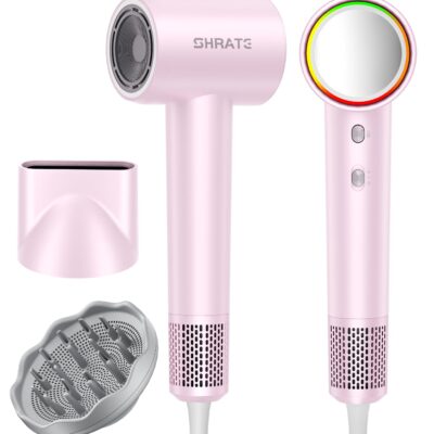 SHRATE Professional High Speed Ionic Hair Dryer | Ultra-Fast Drying | 500 Million Negative Ions | Low Noise | 160000 RPM | Compact Blow Dryer with Magnetic Diffuser for Faster Drying All Hair Types