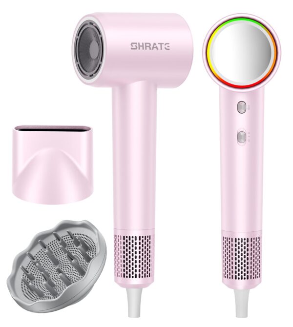 SHRATE Professional High Speed Ionic Hair Dryer | Ultra-Fast Drying | 500 Million Negative Ions | Low Noise | 160000 RPM | Compact Blow Dryer with Magnetic Diffuser for Faster Drying All Hair Types