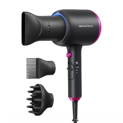 61SQTwMX9UL._SL1500_.jpg Wavytalk Hair Dryer with Diffuser, Blown Away Ionic Hair Dryer for Curly Hair with Comb, 1875W Fast Drying Blow Dryer with Ceramic Technology, 3 Attachments for All Hair Types, Light and Quiet, Black