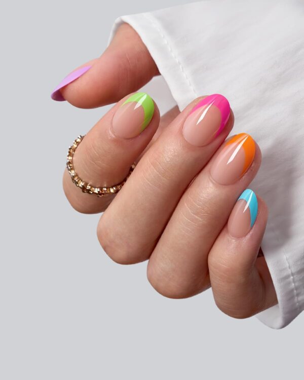 BTArtboxnails XCOATTIPS Pastel French Tip Press On Nails 160pcs Extra Short Almond Gel Nail Extensions