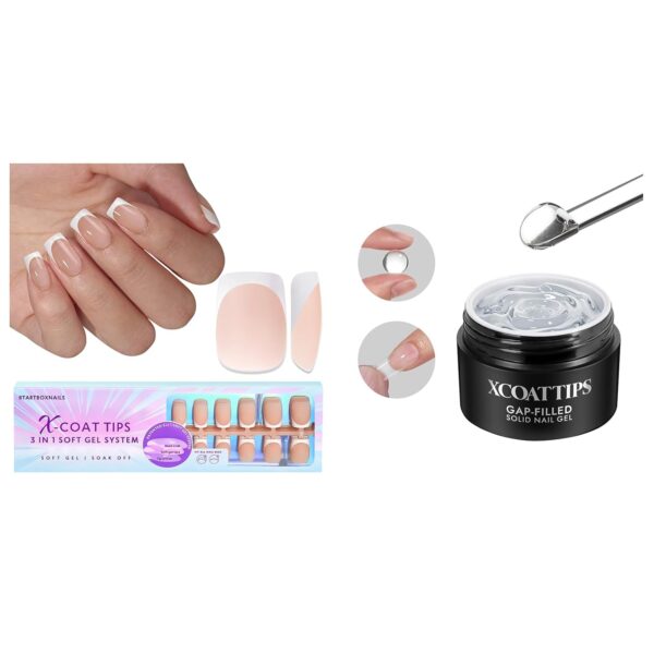 61jqVUGCd-L._SL1500_.jpg btartboxnails XCOATTIPS Nude Short Square French Tip Nails and Gap-filled Solid Nail Gel Kit