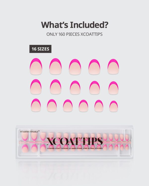 BTArtboxnails XCOATTIPS Pastel French Tip Press On Nails 160pcs Extra Short Almond Gel Nail Extensions