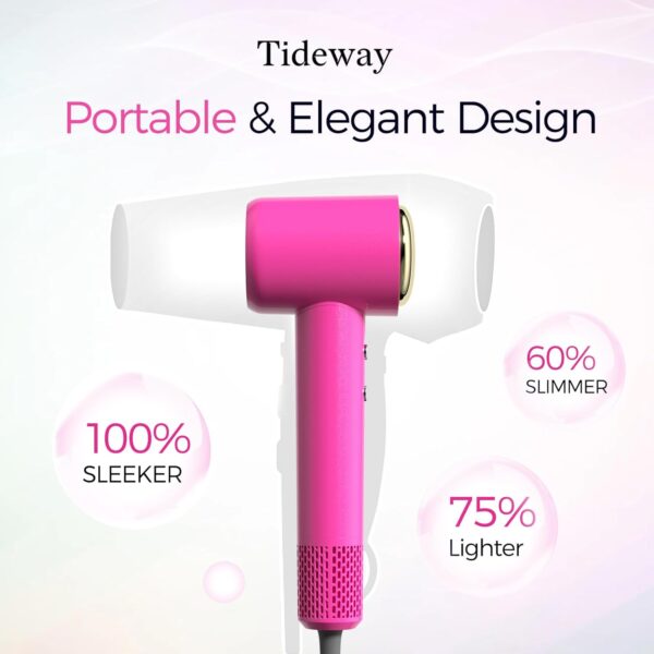 Tideway Professional Ionic Hair Dryer – High-Speed 110,000 RPM Brushless Motor, Lightweight Travel Blow Dryer with Plasma Frizz Control & Smart Temperature