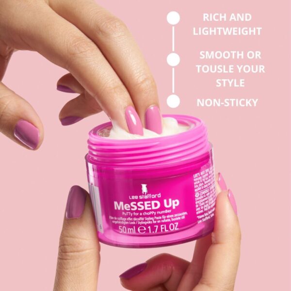 Lee Stafford Messed Up Hair Putty – Lightweight Pomade Wax for Texturizing, Sculpting & Firm Hold Styling