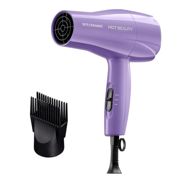61qYUrwZ8ZL._SL1500_.jpg 1875 Ceramic Hair Dryer, Powerful Fast Drying, Multi-Setting with Comb Attachment, Additional Detangler Included, Slide Bar Switch, Compact for Home & Travel (Purple)