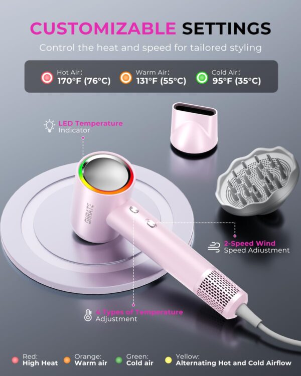 SHRATE High-Speed Ionic Hair Dryer – 160,000 RPM Brushless Motor, 500M Negative Ions, Low Noise & Magnetic Diffuser