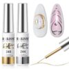 61zSNtUUTL._SL1300_.jpg RARJSM Metallic Gel Liner Nail Art Silver Bronze Gold 2pcs Set Mirror Chrome 3D Effect Gel Nail Polish 8ml Build in Thin Brush Metal Painted Drawing Stripper Gelpolish Curing Requires for Home Salon