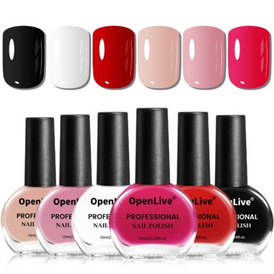 Nail Polish Set 6 Colors Multi colour Quick Drying Nail Polish, Black White Red Pink Collection Gifts for Women