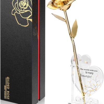 711fo4kJQHL._AC_SL1500_.jpg Gold Dipped Rose Real 24K Gold Rose, Genuine One of a Kind Rose Hand Dipped in 24K Golden Roses Romantic Gifts for Women in Her Birthday Anniversary Day Mothers Day