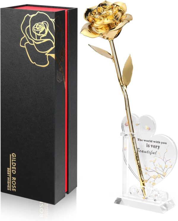 711fo4kJQHL._AC_SL1500_.jpg Gold Dipped Rose Real 24K Gold Rose, Genuine One of a Kind Rose Hand Dipped in 24K Golden Roses Romantic Gifts for Women in Her Birthday Anniversary Day Mothers Day