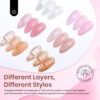 Beetles 6-Color Jelly Gel Nail Polish Set – Milky Nude, Pink, Brown Sheer Gel for DIY Nail Art