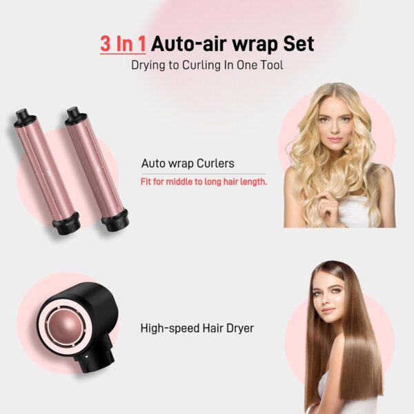 3-in-1 Dual Voltage Hair Styler – High-Speed Travel Hair Dryer, Curling & Straightening Tool for Women, European Voltage, Quick Drying & Styling