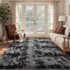 6x9 Ft Dark Grey Shag Rug – Ultra Soft Tie-Dye Area Rug for Bedroom & Living Room