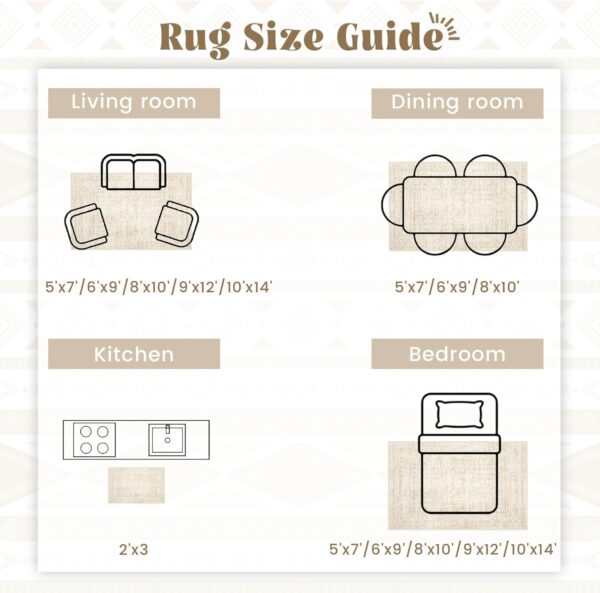 Washable 8x10 Moroccan Boho Rug – Soft, Non-Slip, Stain Resistant Area Carpet for Living Room, Bedroom & Dining Room