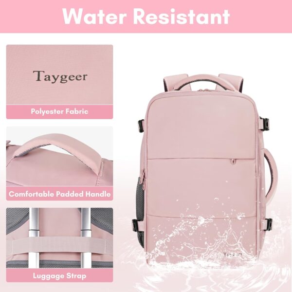 Taygeer Travel Backpack for Women – Carry-On Laptop Backpack with USB Charging Port & Shoe Compartment, Pink