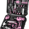 71Atv9whNL._AC_SL1500_.jpg DEKOPRO Drill Set: Tool Set with 8V Pink Cordless Drill, Home Tool Kit with Drill, Hand Tool Kits for Women 126 Piece