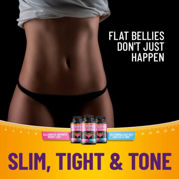 Belly Fat Burner for Women – CLA Weight Loss Pills, Appetite Suppressant & Metabolism Booster for Slim Waist & Bloating Relief