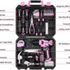 71DCeTtkvFL._AC_SL1500_.jpg DEKOPRO Pink Cordless Drill & Tool Set – 126-Piece Home Tool Kit with 8V Drill for Women