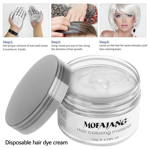 White Temporary Hair Wax Washable Hair Color Styling Mud for Kids, Teens & Adults