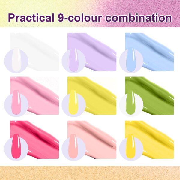 Gradient Ombre Gel Nail Polish Set – 9 Bright Colors with Sponges & Tools for DIY Aura Nails, French Manicure & Nail Art