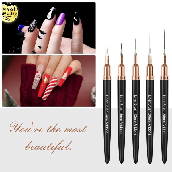 Artdone 5-Piece Nail Art Liner Brush Set – Fine Detail Pens for Nail Design, Long Lines & Precision