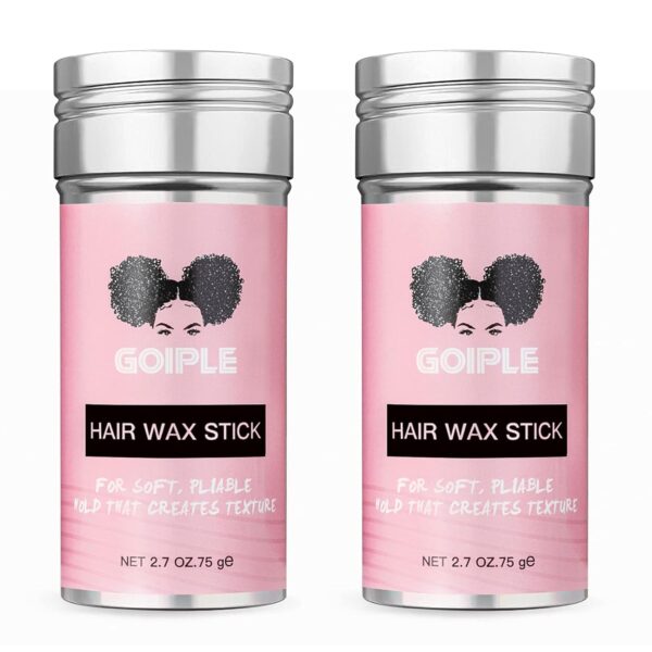 Goiple Hair Wax Stick - Long-Lasting, Smoothing & Slick Pomade Stick for Hair Wigs, Styling Waxes for Fly Away & Edge Frizz Hair, 2.7oz each