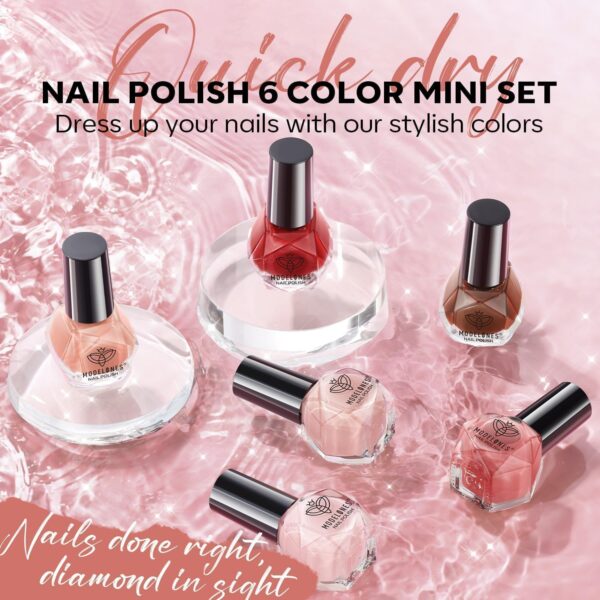 Modelones 6-Color Sheer Nude Jelly Nail Polish Set – Quick Dry, Natural Shades for DIY Nail Art