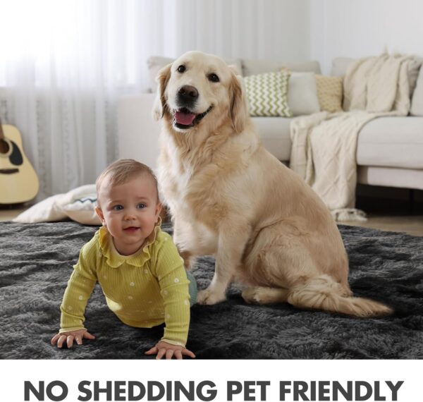 6x9 Ft Dark Grey Shag Rug – Ultra Soft Tie-Dye Area Rug for Bedroom & Living Room