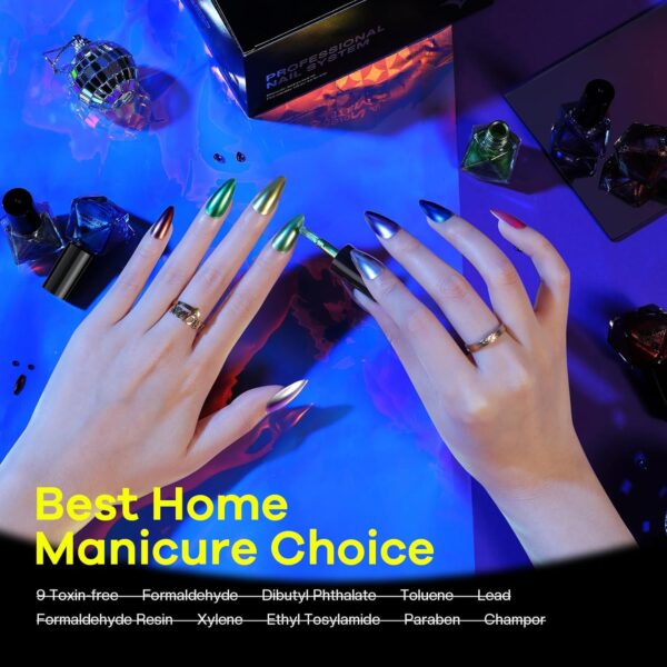 Metallic Nail Polish Set – 12 Chrome & Holographic Quick-Dry Colors for Salon-Quality Nail Art at Home