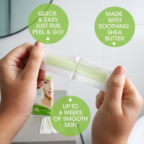 Nad’s Facial Wax Strips – Hypoallergenic At-Home Hair Removal Kit for Women with Calming Wipes & Protection Powder