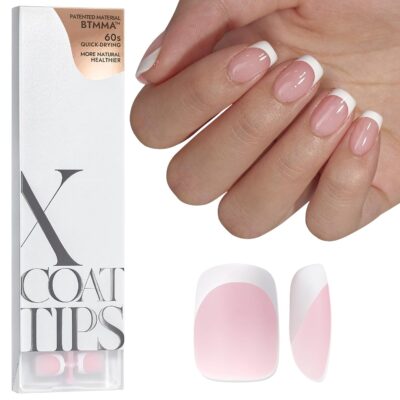 71RqDaXOJ-L._SL1500_.jpg BTArtboxnails XCOATTIPS French Gel Nails - French Tip Press on Nails Pink Extra Short Square Shape Nail Tips, Fake Nails Extensions Nail Art DIY