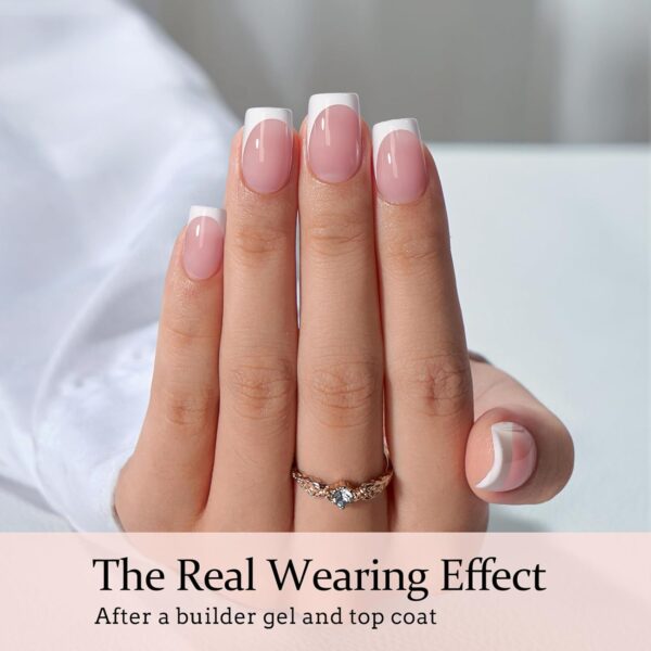 BTArtboxnails XCOATTIPS Gel Nail Kit | Short Square French Tip Press-On Nails with Gel, Nail Lamp & Long-Lasting Salon Finish