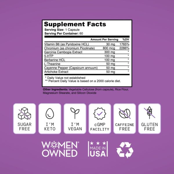 71U9ubDP95L._AC_SL1500_.jpg Vegan Weight Loss Supplement for Women – Appetite Control, Fat Burner & Metabolism Booster, 60 Capsules