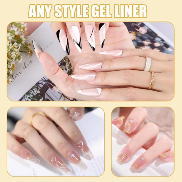 71UACcLRZ7L._SL1500_.jpg AIBRIT 4-Color Gel Liner Nail Polish Set – Black, White, Gold & Silver with Fine Brush