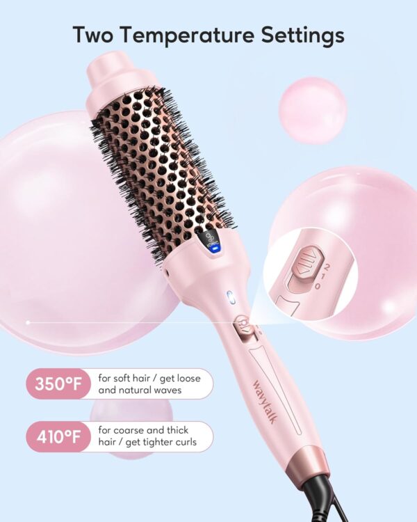 Wavytalk 1.5” Thermal Round Brush Negative Ion Heated Styling Brush for Smooth, Shiny Blowout Look (Pink)