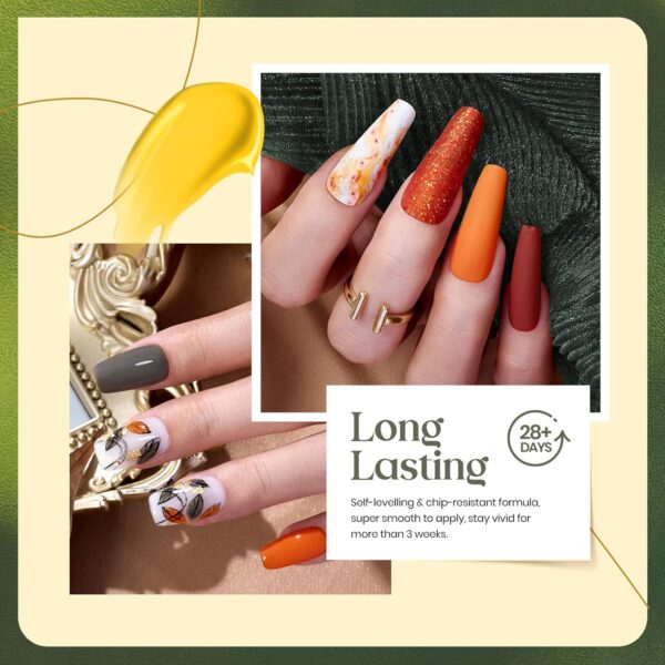 71WANVnYwTL._SL1500_.jpg Beetles Fall Gel Nail Polish Set – 6 Colors Brown, Green, Yellow, Burgundy & Glitter Gel Polish Kit – Long Lasting UV LED Soak Off Nail Art Gift