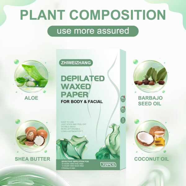 Wax Strips Hair Removal Kit for Women & Men – 72 Count Face & Body Waxing Strips with Soothing Wipes | No Heat, Painless, Beginner-Friendly