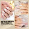 71Y6VfVgoL._SL1500_.jpg RARJSM Metallic Gel Liner Set – Silver & Bronze Gold Nail Art Gel Polish, 3D Mirror Chrome Effect, 2 x 8ml