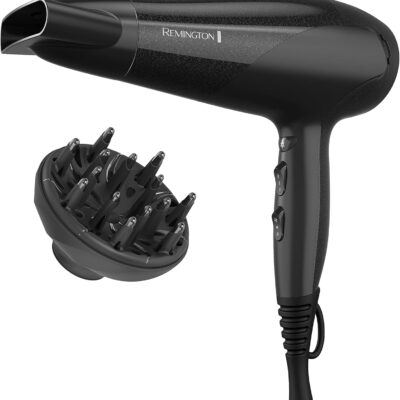 Remington Damage Protection Hair Dryer with Ceramic Ionic Tourmaline Technology, Black, Diffuser and Concentrator, 3 Piece Set