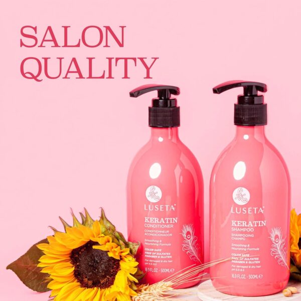 Luseta Keratin Shampoo & Conditioner Set – Sulfate-Free Hair Treatment for Color-Treated, Damaged & Dry Hair, 16.9 Oz x2