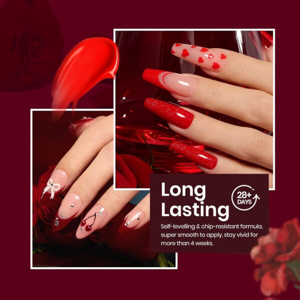 71azCK8of7L._SL1500_.jpg Beetles Red Gel Polish Set 6 Burgundy & Shimmer Red Nail Colors, UV LED Soak Off Kit