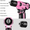 71b9IpbBdRL._AC_SL1500_.jpg DEKOPRO Pink Cordless Drill & Tool Set – 126-Piece Home Tool Kit with 8V Drill for Women