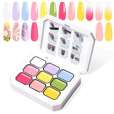 71cOdDWfFyL._SL1500_.jpg Gradient Painting Gel, 9 Bright Colors Ombre Gel Nail Polish Spring Summer Light Pink Blue for Pigment Pat Nails Aura Nails, French Manicure DIY Nail Art Long Lasting Palette Fairy Spring