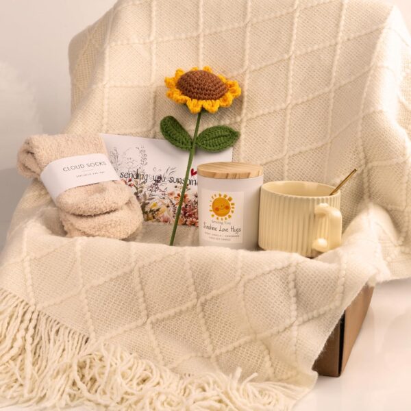 Sunflower Gift Basket for Women – Unique Birthday, Get Well Soon & Self-Care Gift Box for Mom, Sister, Friend, Wife