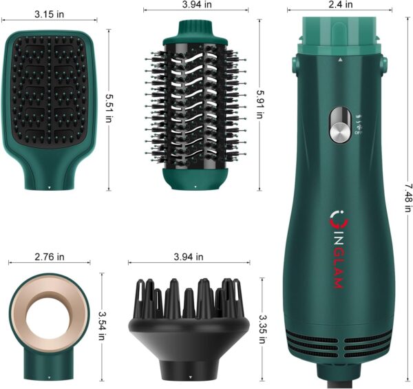 71f3oPXoxFL._AC_SL1500_.jpg IG INGLAM 4-in-1 Hair Dryer Brush – Ionic Hot Air Styler with Detachable Oval Titanium Barrel for Curling, Straightening & Volumizing
