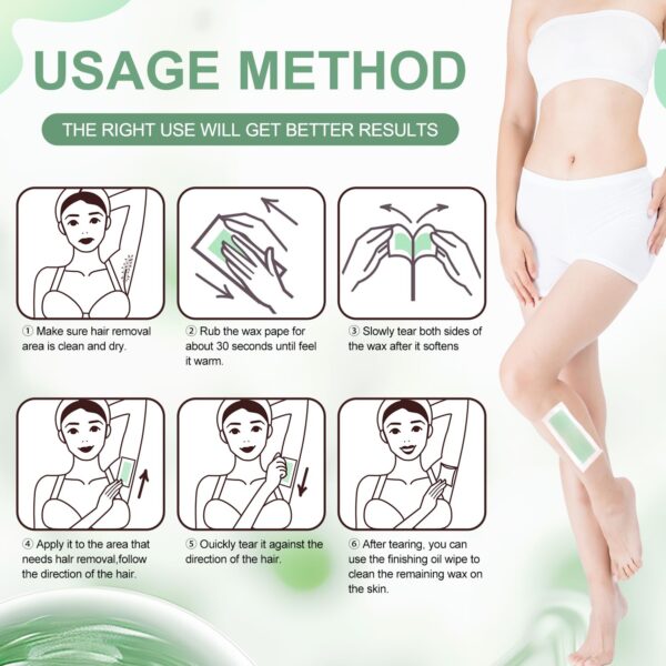 Wax Strips Hair Removal Kit for Women & Men – 72 Count Face & Body Waxing Strips with Soothing Wipes | No Heat, Painless, Beginner-Friendly