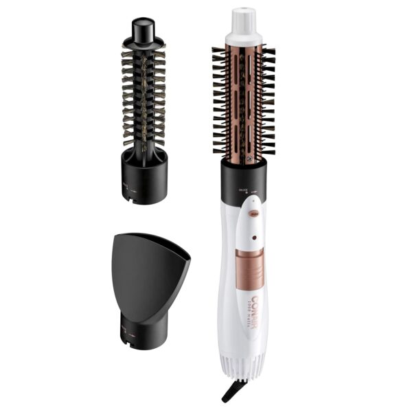 Conair Double Ceramic 3-in-1 Hot Air Brush – 1000W Styling Kit with Thermal & Boar Bristle Attachments