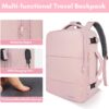 Taygeer Travel Backpack for Women – Carry-On Laptop Backpack with USB Charging Port & Shoe Compartment, Pink