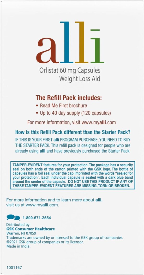 71n7I6jXCTL._AC_SL1500_.jpg Alli Weight Loss Pills – 60mg Orlistat Capsules for Fast, Safe Fat Loss, 120 Count Refill