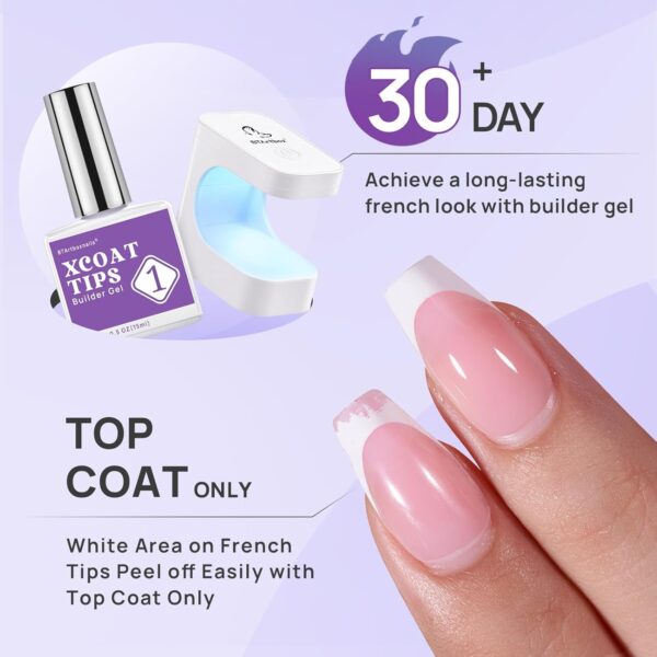 71oBTavVA7L._SL1500_.jpg BTArtbox 150 Pcs French Tip Press On Nails with Builder Gel & Portable Nail Lamp – 3-in-1 X-Coat Nail Extension Kit